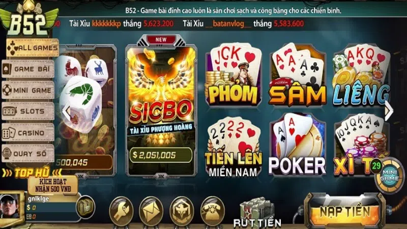 Khái quát về sảnh chơi game bài B52Club hấp dẫn